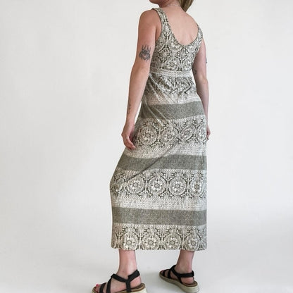 Sonoma Olive Green Medallion Print Boho Maxi Everyday Dress