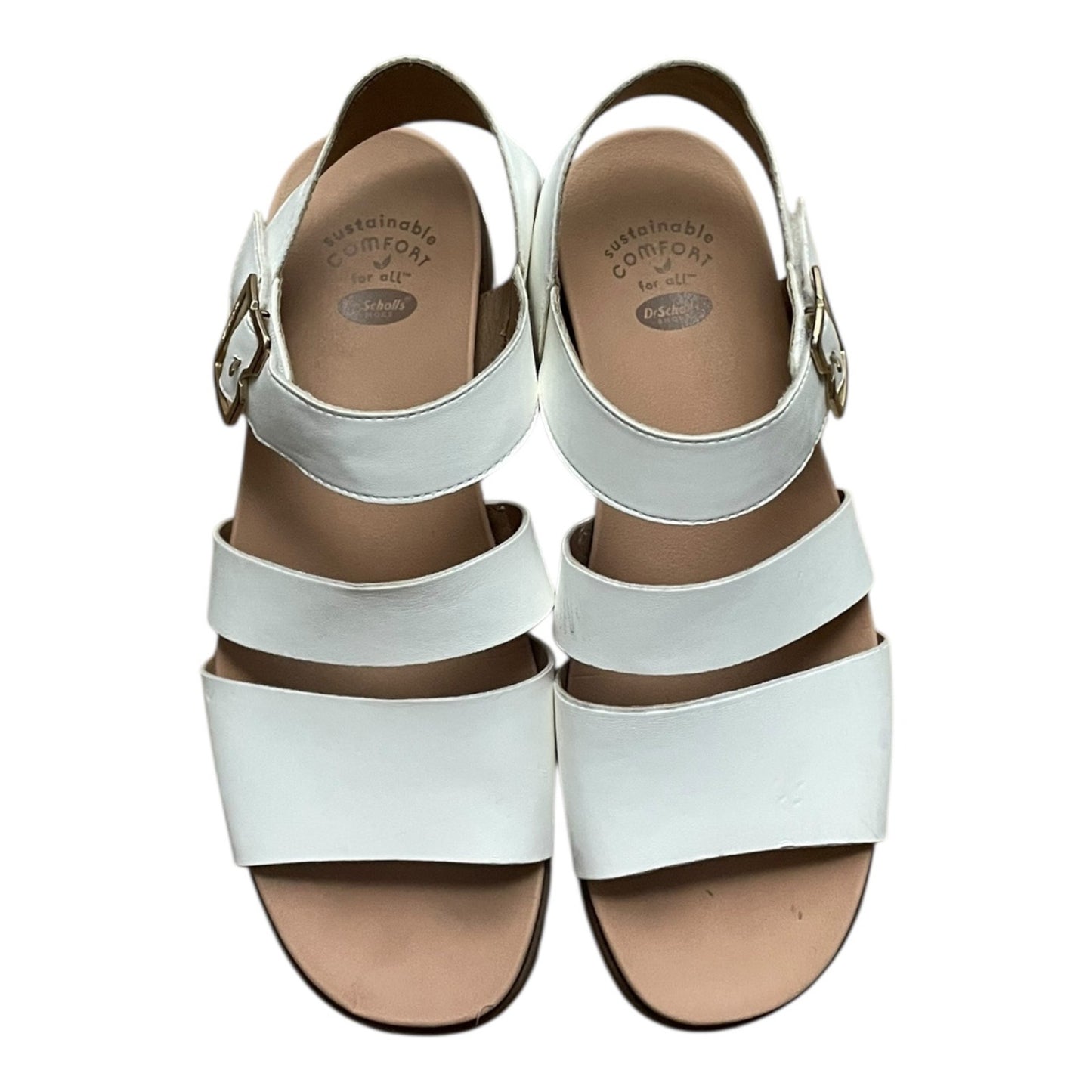 Dr. Scholl's Island Glow White & Beige Faux Leather Strappy Sandals
