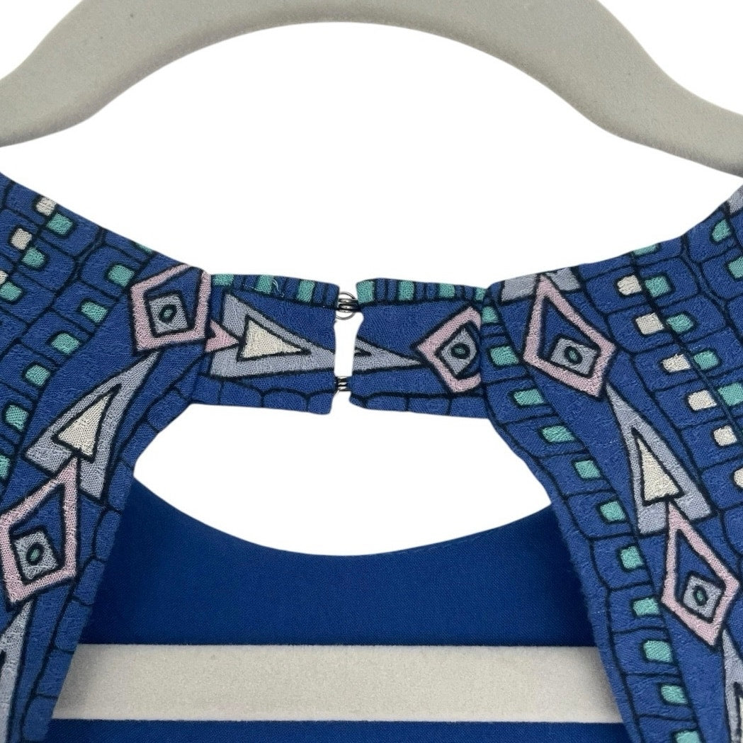 Ecote Blue Boho Open Back Mini Dress