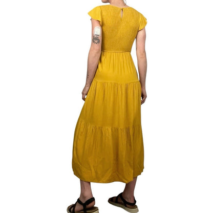 Zesica Yellow Ruched A-Line Maxi Dress