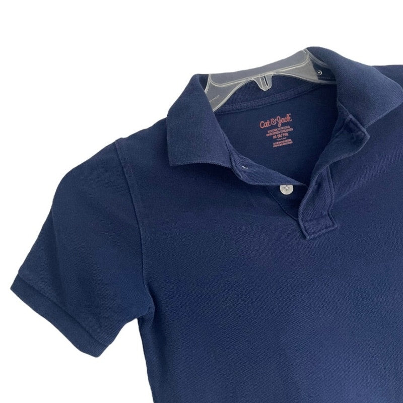 Cat & Jack Navy Blue Cropped Collared Short Sleeve Polo Shirt