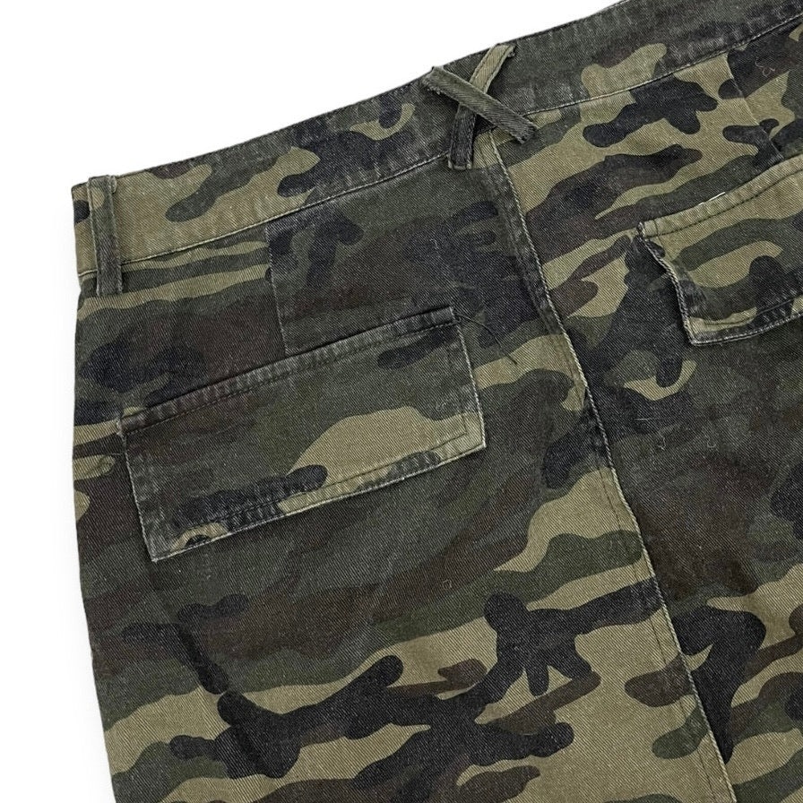 Wild Honey Green Camouflage Mini Skirt