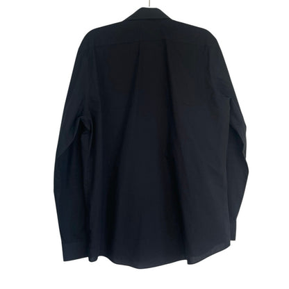 Stafford Mens Black Travel Button Down Long Sleeve Fitted Dress Shirt