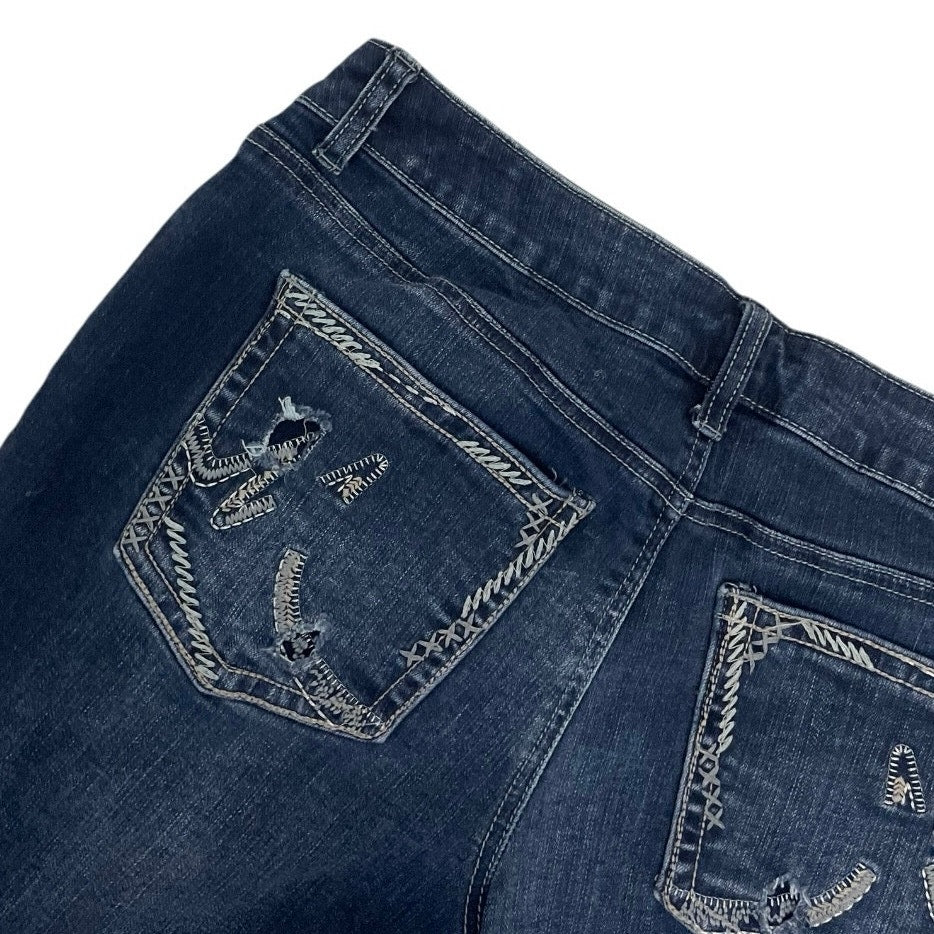 Maurices Straight Leg Ankle Metallic Embroidered Pocket Jeans