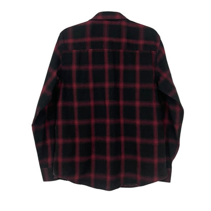 Shouthouse Mens Red & Black Plaid Long Sleeve Button Down Flannel Shirt