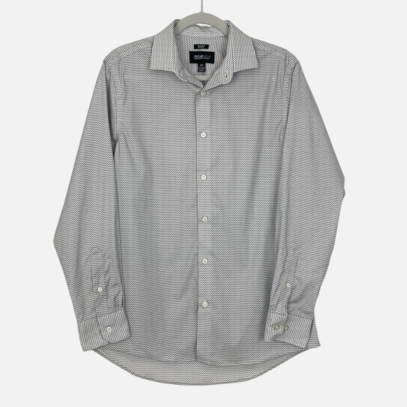 Kenneth Cole Mens Grey Dot Print Button Down Dress Shirt