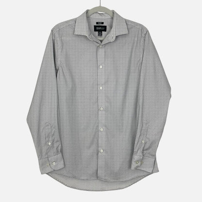 Kenneth Cole Mens Grey Dot Print Button Down Dress Shirt