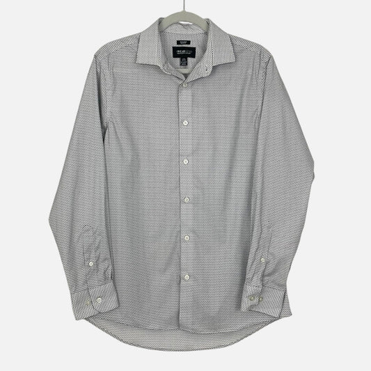 Kenneth Cole Mens Grey Dot Print Button Down Dress Shirt