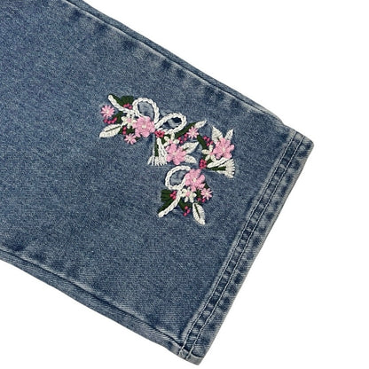R.V.T Vintage Floral Embroidered Ankle Cropped Jeans