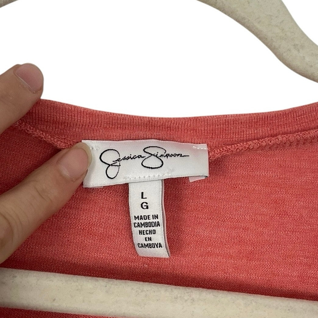 Jessica Simpson Coral Pink V-Neck Short Sleeve Top