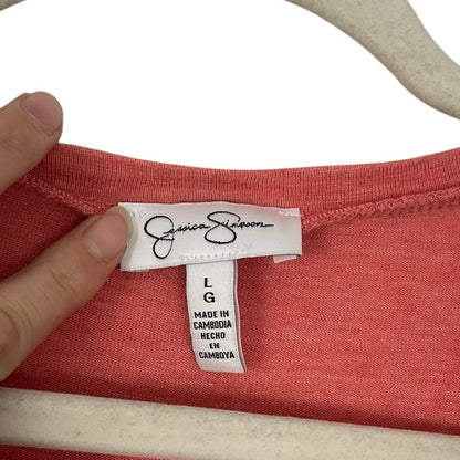 Jessica Simpson Coral Pink V-Neck Short Sleeve Top