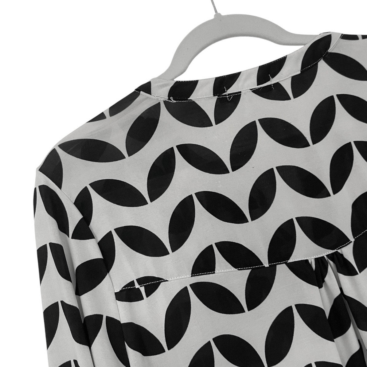 Reborn Black & White Geometric Print 3/4 Sleeve Tunic Blouse