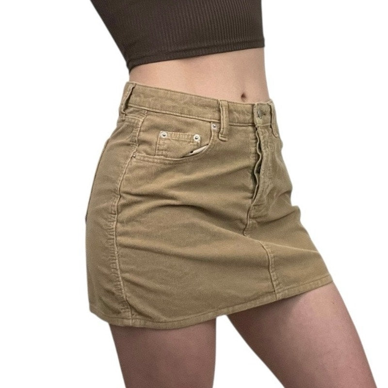 Universal Thread Beige Corduroy Mini Skirt