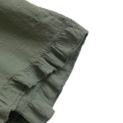 Diverse Olive Green Ruffle Trim Blouse