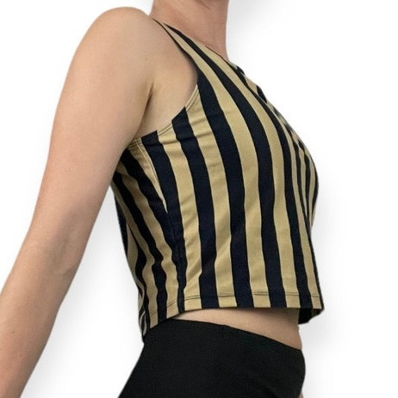 Zoozatz University of Colorado Black and Gold Striped Tank Top