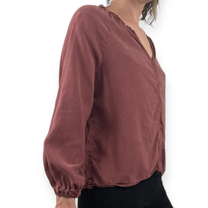 Cloth & Stone Burgundy Long Sleeve Button Down Blouse