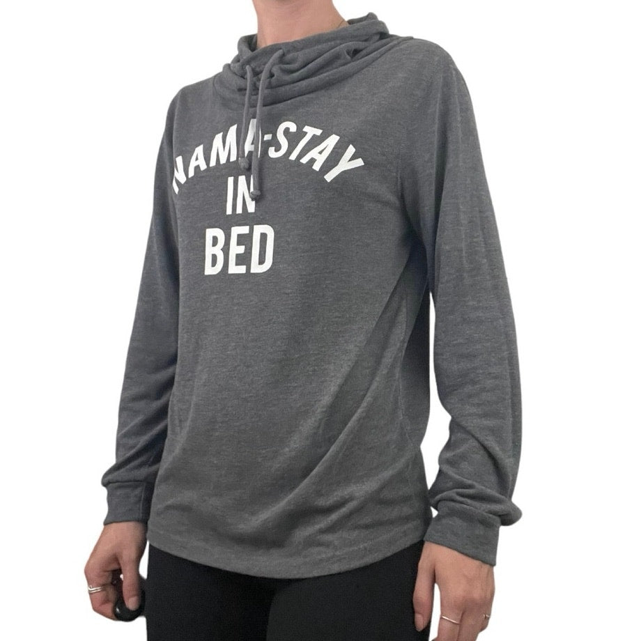 Fifth Sun Soft Grey Namaste In Bed Funny Yoga Sweatshirt