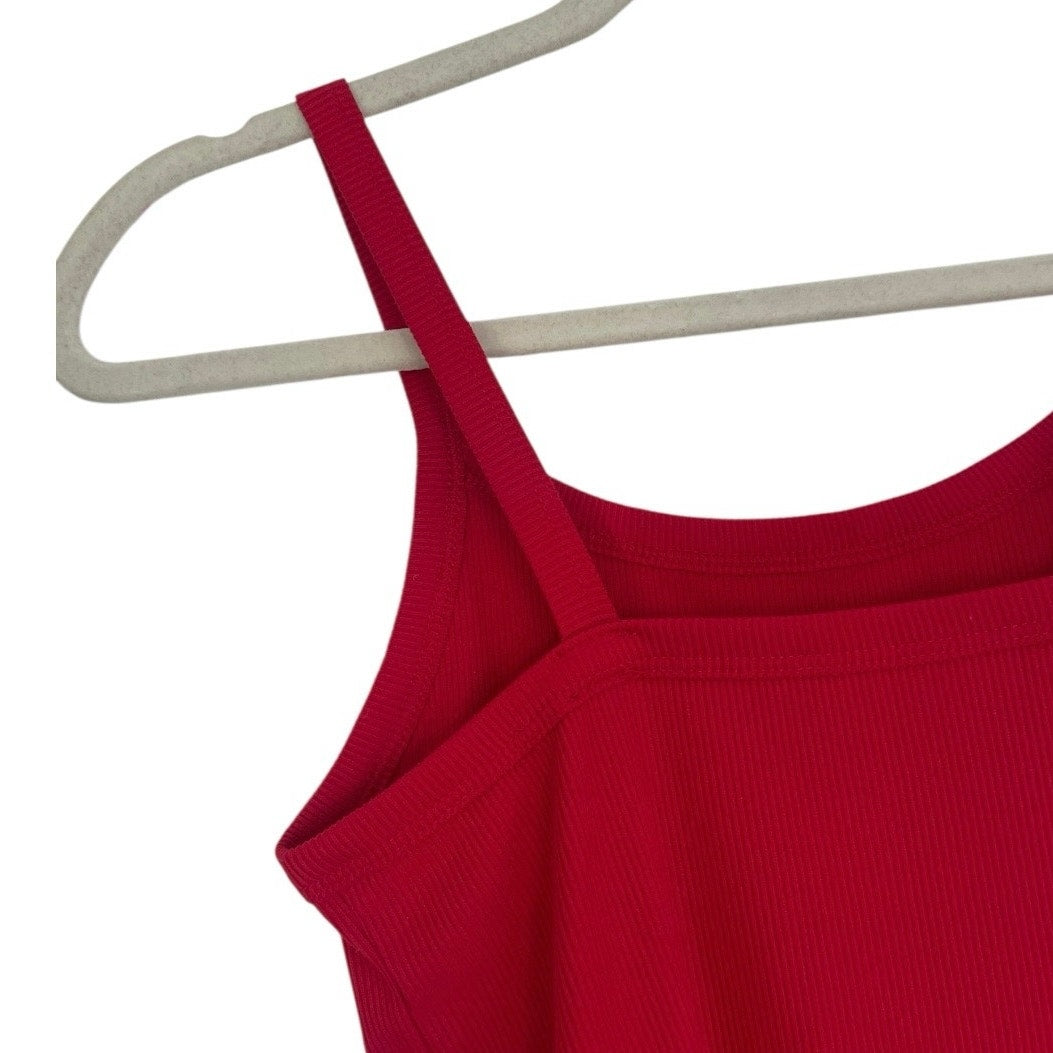 No Boundaries Red Ribbed Tank Top