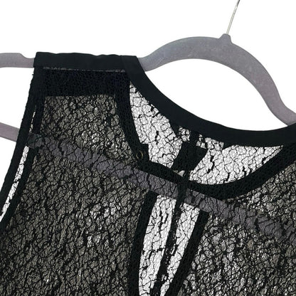 H&M Sheer Black Lace Keyhole Tank Top Blouse