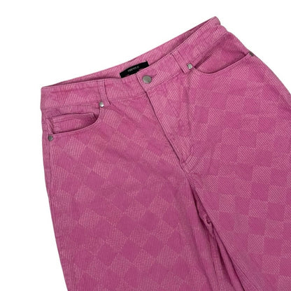 Forever 21 Pink Checkered Corduroy High Rise Wide Leg Pants