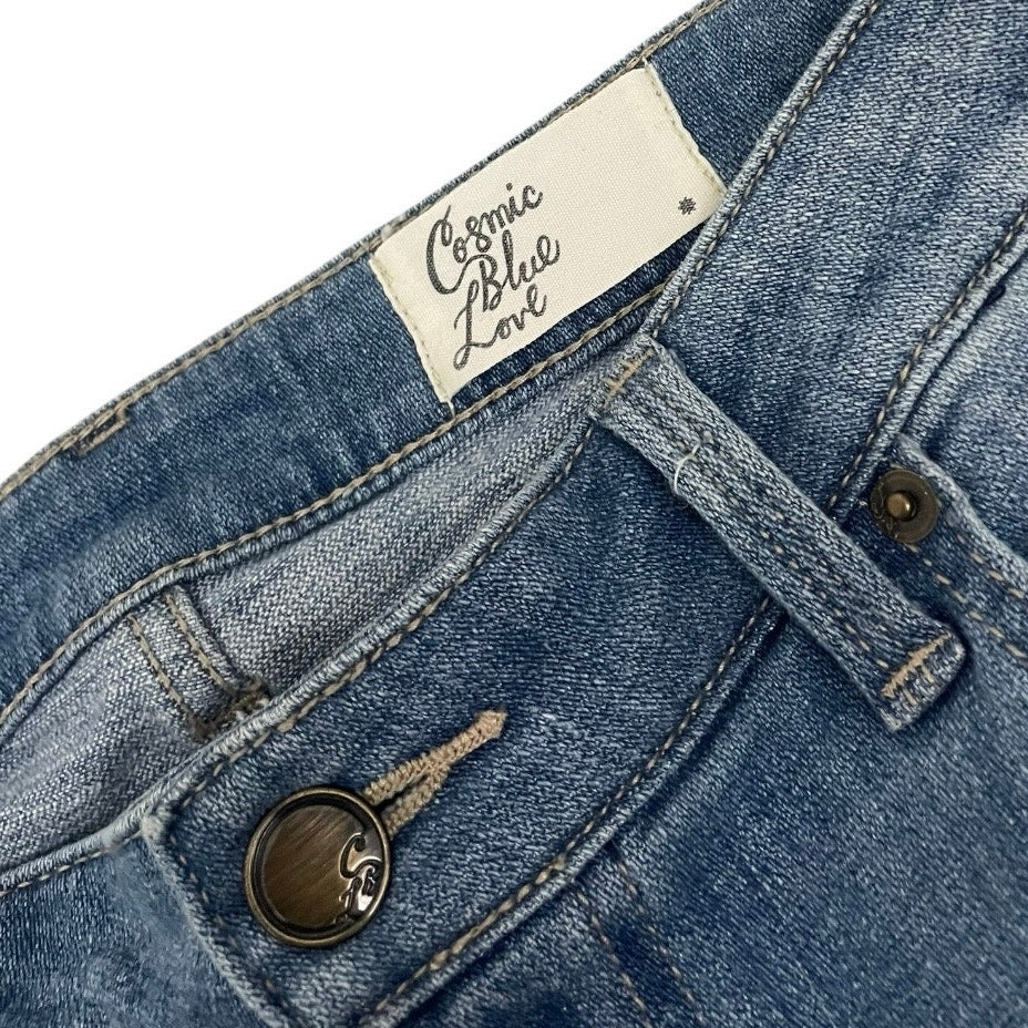 Cosmic Blue Love Distressed Jeans
