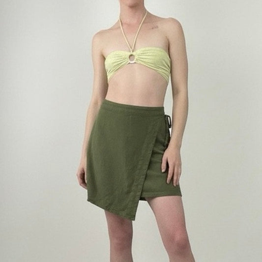 A.N.D. Eawy Olive Green Wrap Mini Skirt