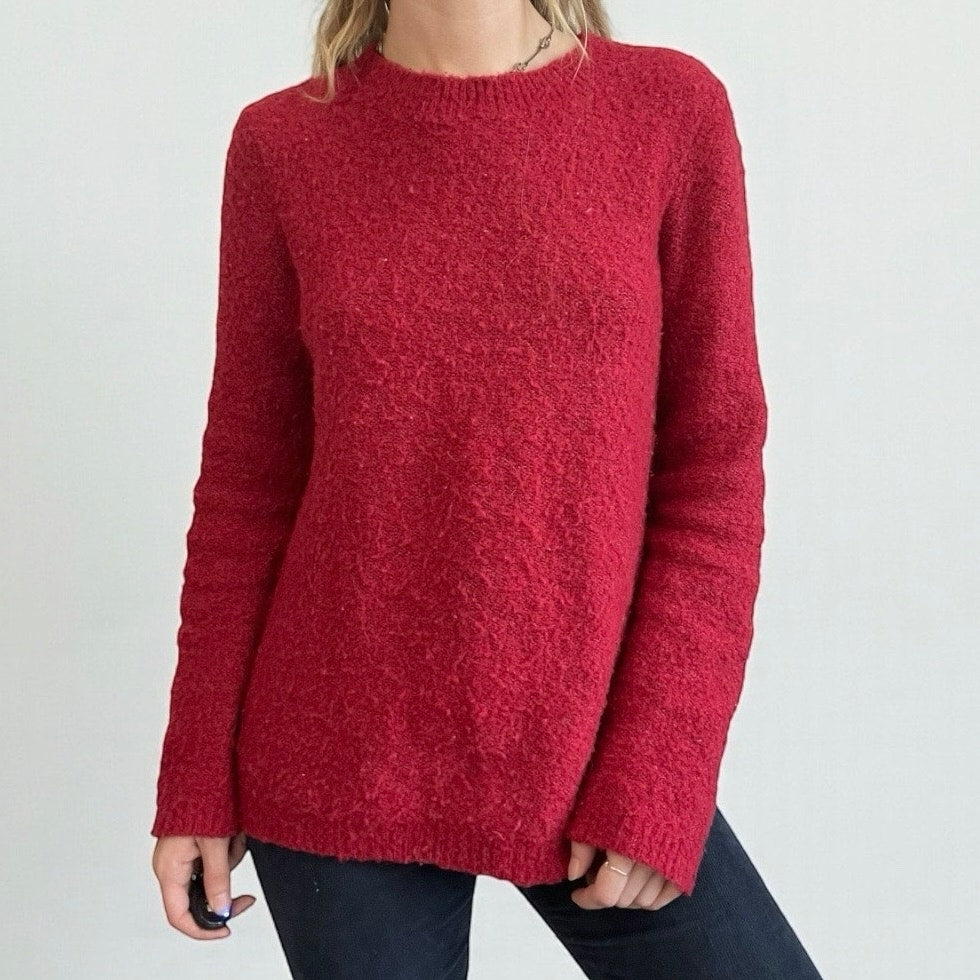 Red Knit Crewneck Sweater