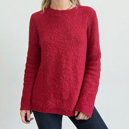 Red Knit Crewneck Sweater