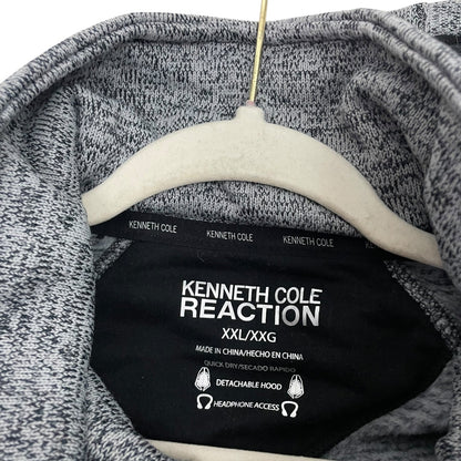 Kenneth Cole Reaction Grey Zip Up Quick Dry Headphone Access Hoodie Sweatshirt