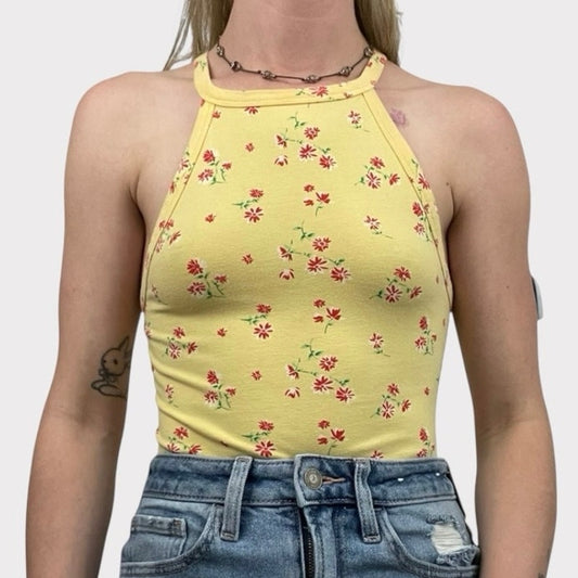 Forever 21 Yellow & Red Floral Bodysuit