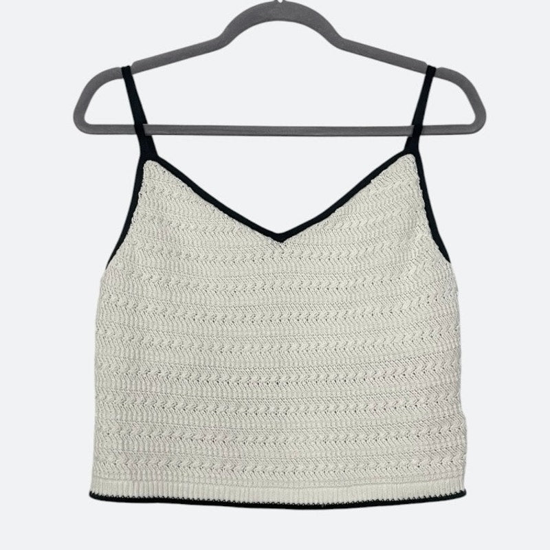 NWT Abercrombie & Fitch White & Black Contrast Knit Tank Top