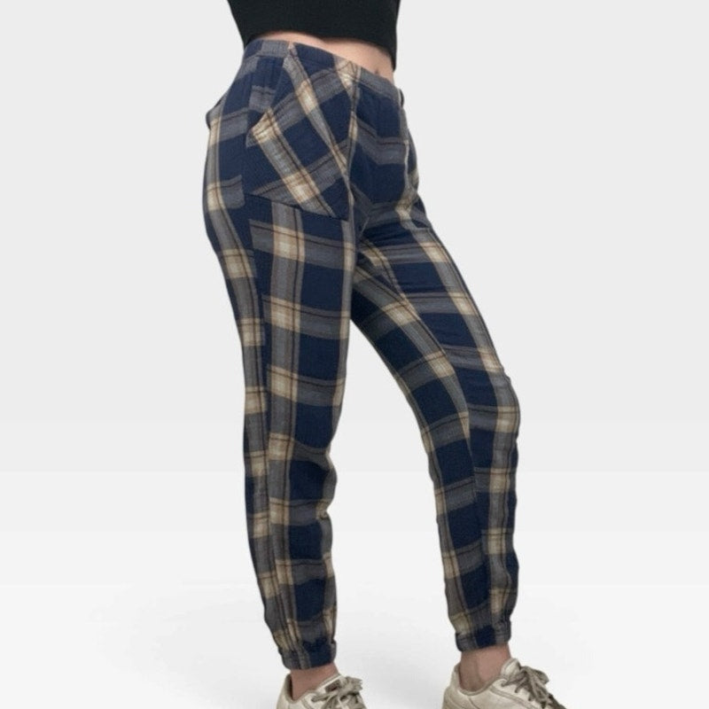 Aerie Blue & Beige Plaid Pajama Pants