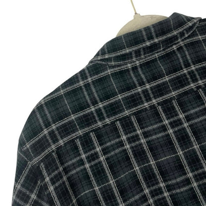 Ezekiel Mens Grey Plaid Flannel Fleece Lined Button Down Jacket