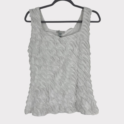 Forever Fashion Vintage White Ruffled Tank Top Blouse