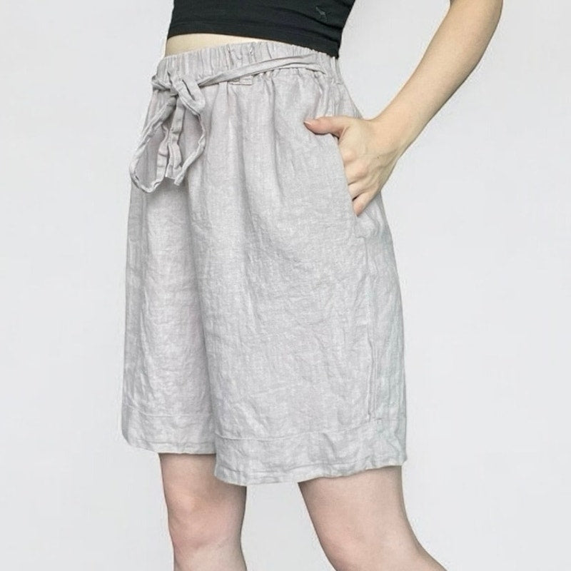Lo Len Ok Light Lavender Midi Linen Shorts