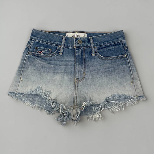 Hollister Distressed Ombre Wash Denim High Rise Mini Jean Shorts