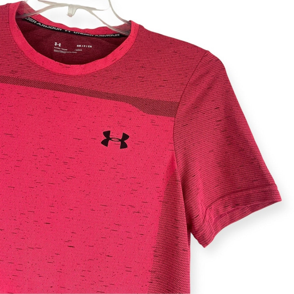 Under Armour Mens Fitted Bright Neon Pink Active Short Sleeve Top