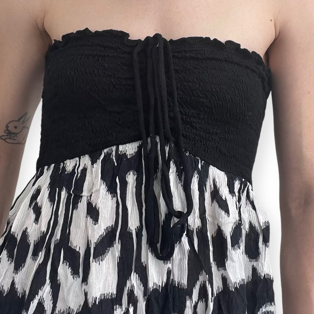 Raviya Black and White Strapless Mini Dress