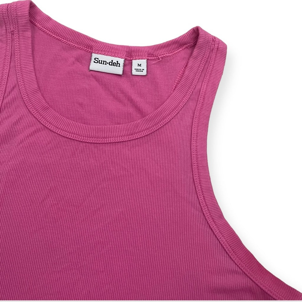 Sun deh by Sunday Best Bright Pink Cropped Ribbed Tank Top