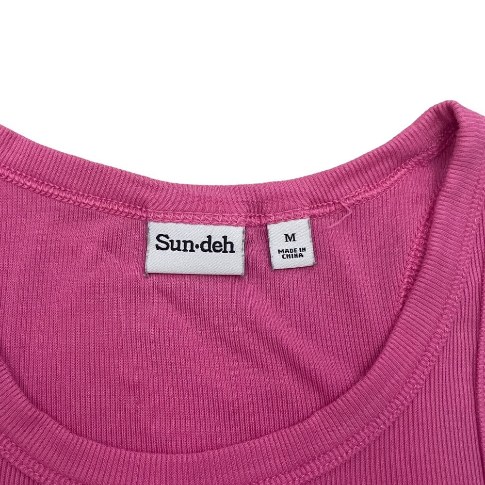 Sun deh by Sunday Best Bright Pink Cropped Ribbed Tank Top