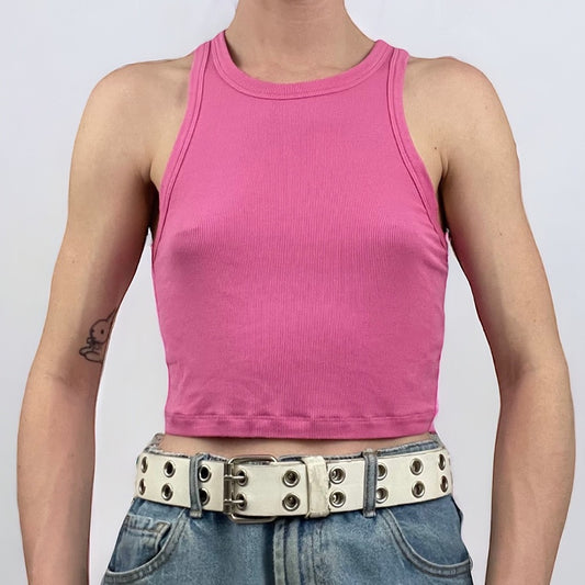 Sun deh by Sunday Best Bright Pink Cropped Ribbed Tank Top