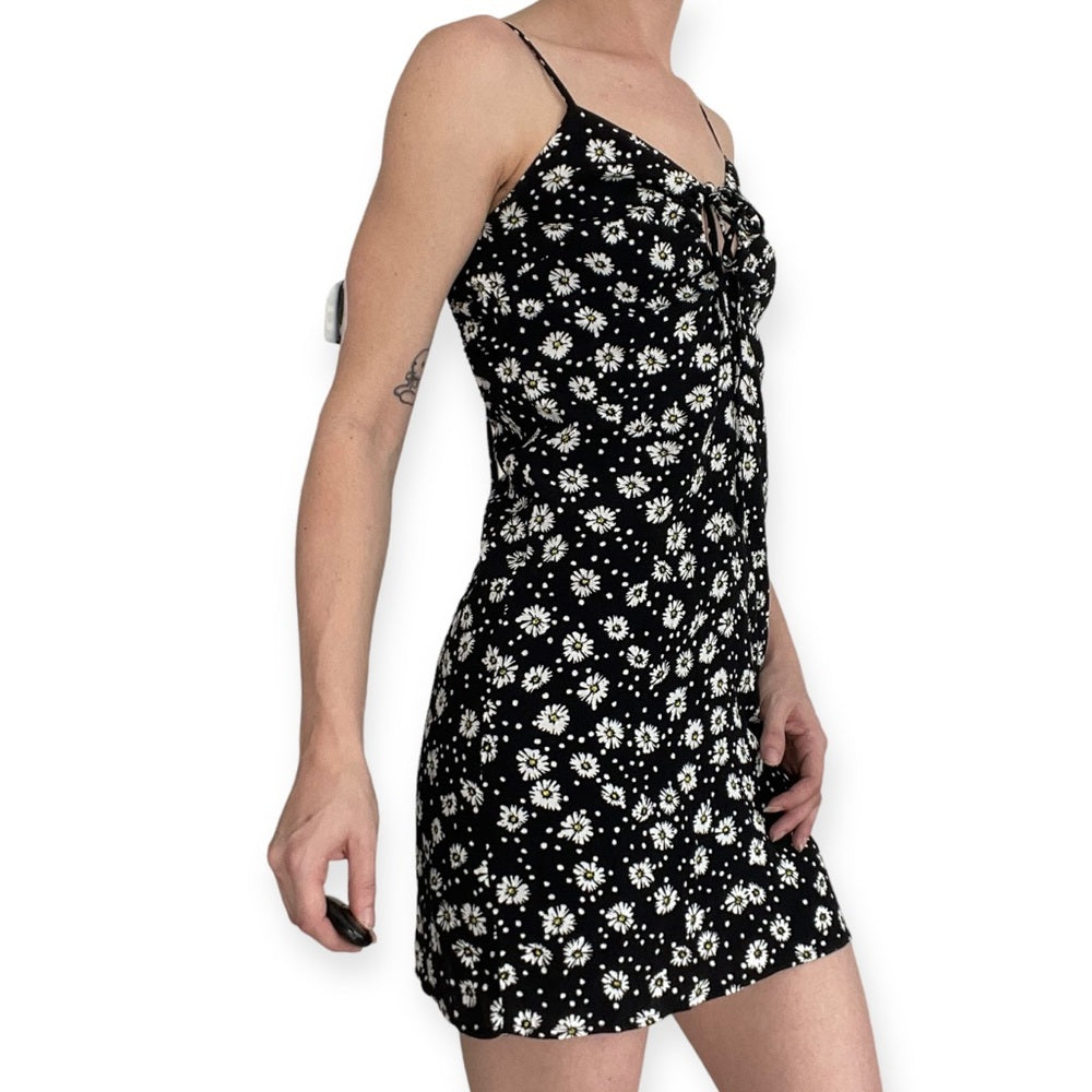 Skylar + Madison Black and White Floral Open Back Bodycon Mini Dress