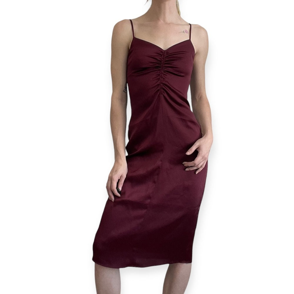 Express Silky Maroon Bodycon Midi Dress