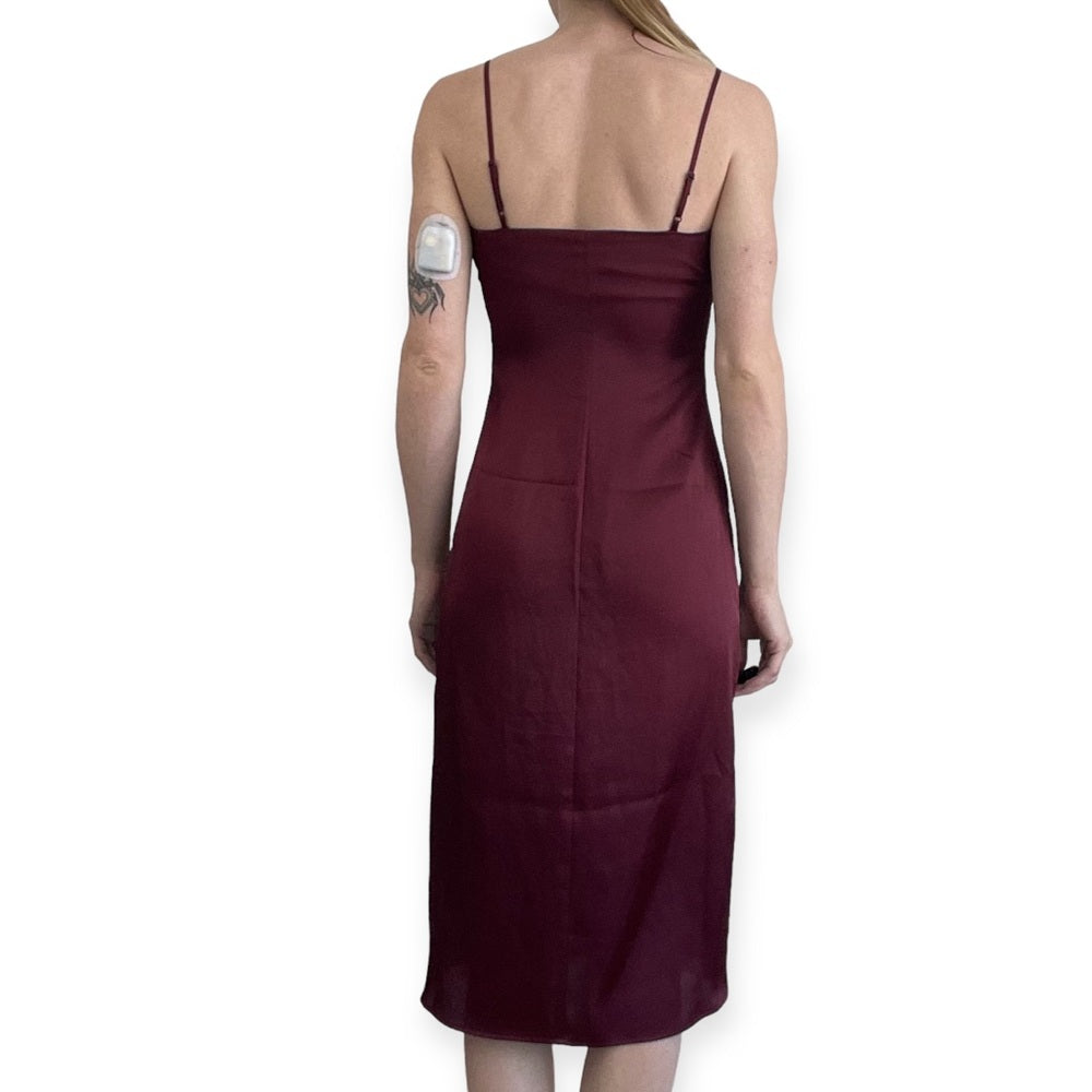 Express Silky Maroon Bodycon Midi Dress