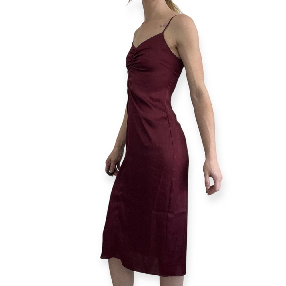 Express Silky Maroon Bodycon Midi Dress