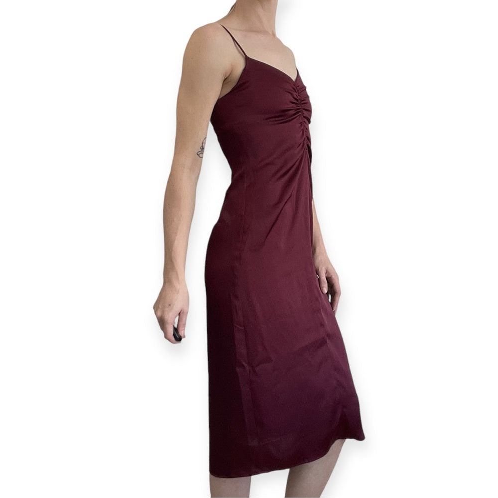 Express Silky Maroon Bodycon Midi Dress