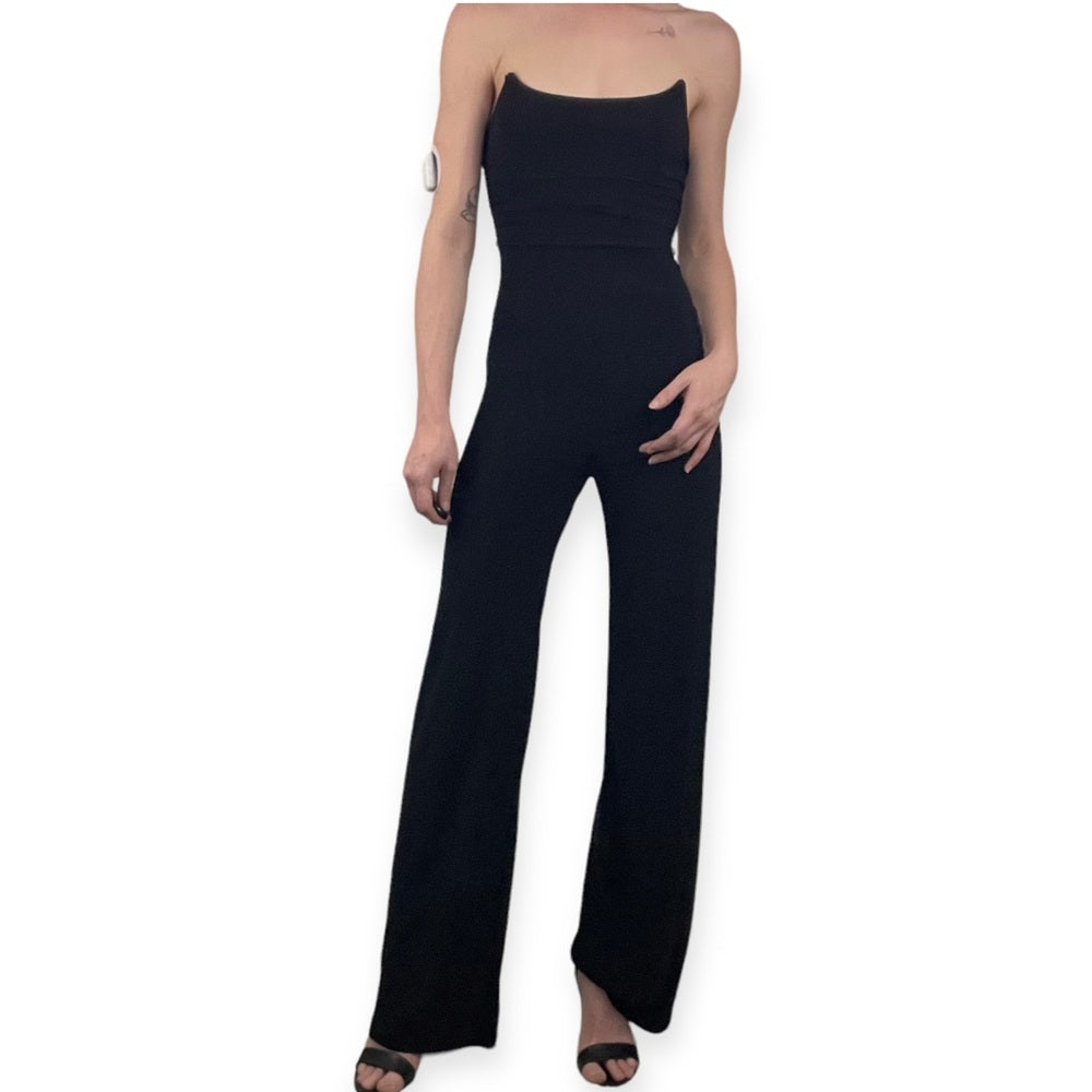 Fashion Nova Black Strapless Bodycon Jumpsuit