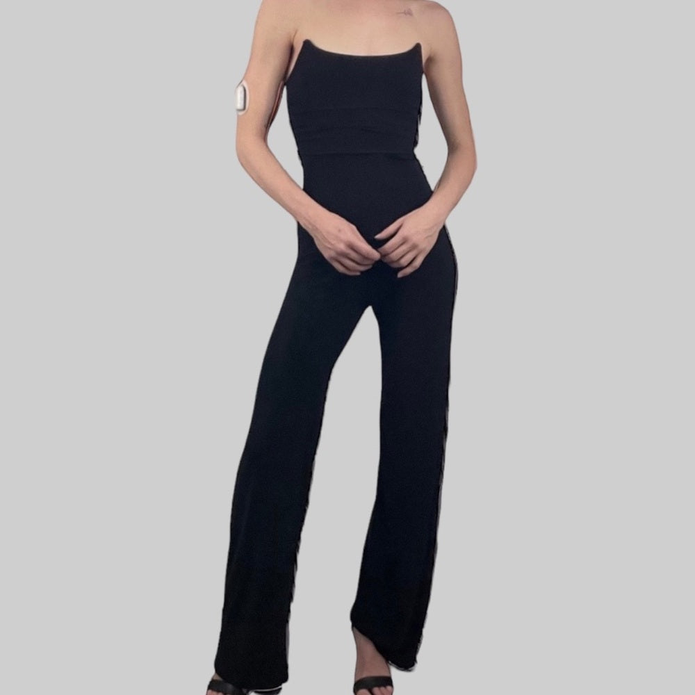 Fashion Nova Black Strapless Bodycon Jumpsuit