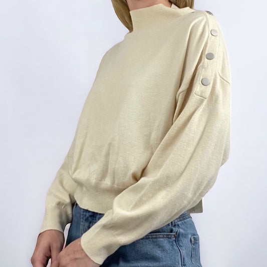 NWT Emory Park Soft Cream Button Sleeve Sweater