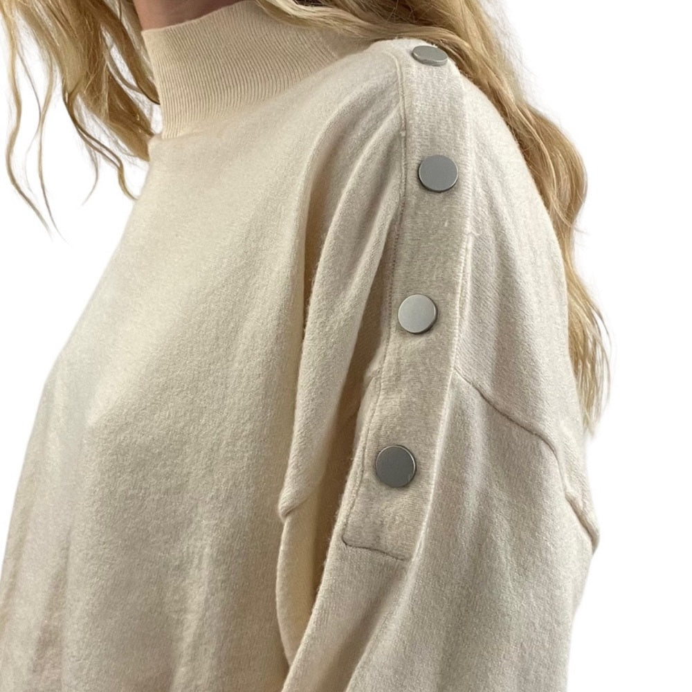 NWT Emory Park Soft Cream Button Sleeve Sweater